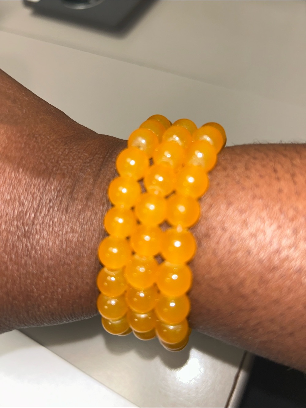 Vibrant Orange Three-Strand Beaded Bracelet for Women